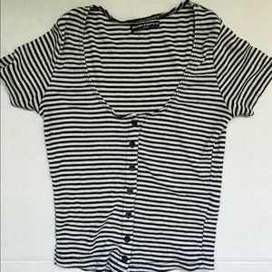 🌈 Brandy Melville Striped Button Crop Top